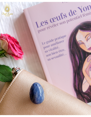 Coffret : Soyez libre de vous exprimer - Le livre + 1 oeuf de yoni Aventurine bleu moyen troué pas cher 