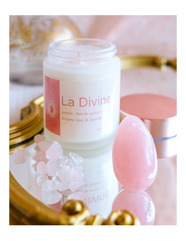 Coffret Lumineuse - Féminité, Douceur, Energie - La bougie Divine 100ml et l'oeuf de yoni en quartz rose moyen troué online