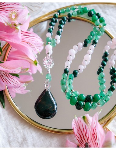 Mala by Peggy - Collection Chakras - chakra du coeur - jaspe vert - quartz rose - malachite - aventurine verte est présent 