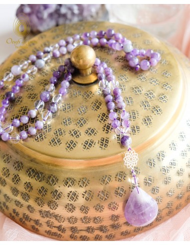 *Mala by Peggy - Collection Chakras - chakra couronne - améthyste - quartz cristal basket pas cher