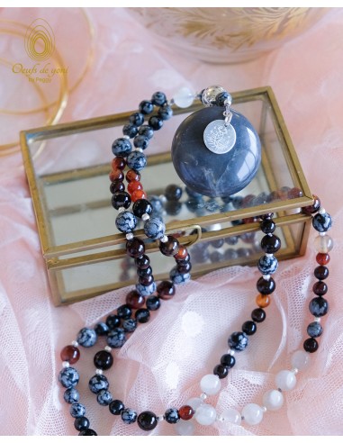 Mala Astro - SCORPION - obsidienne flocon de neige, agate rouge, pierre de lune blanche, pierre de lune grise shop