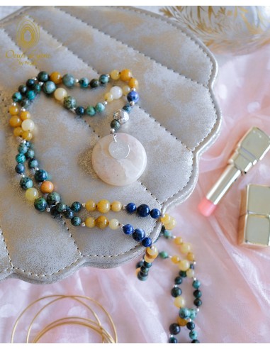 Mala Astro - SAGITTAIRE - turquoise africaine, aventurine jaune et sodalite en linge