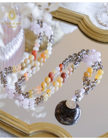 Mala Astro - CAPRICORNE - quartz fumé, jade de soie dorée, quartz rose Livraison rapide