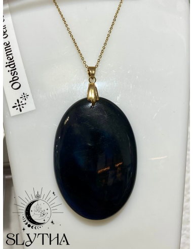 Collier en Obsidienne Oeil Céleste - Acier Inoxydable de France